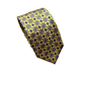 Massimo Bizzucchi Of Kiton Tie Yellow Geometric Men's 100% Silk Made In Italy